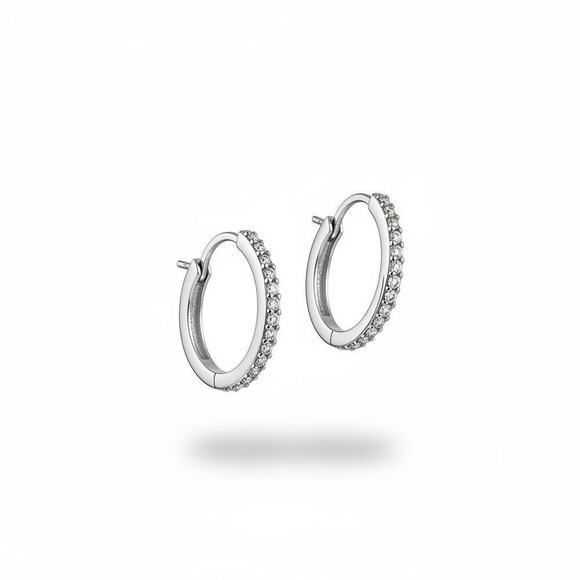 KARL Karl Lagerfeld Jewelry - Karl Lagerfeld Paris Silver Crystal Hoop Earrings Small Pave Rhinestone Hoops